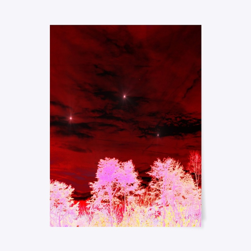 red with neon trees
