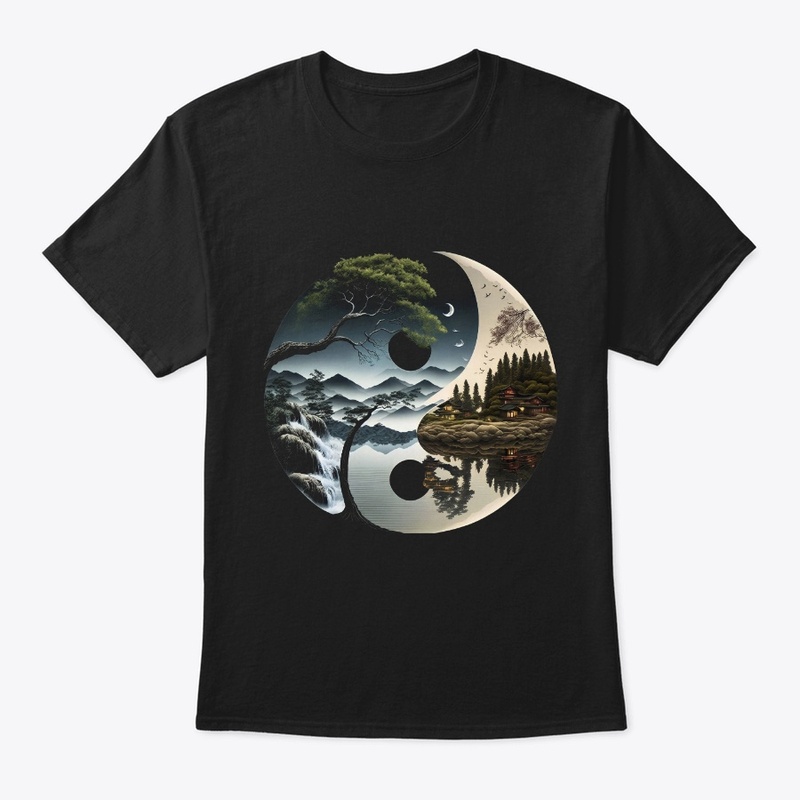 landscape forest waterfall yin yang