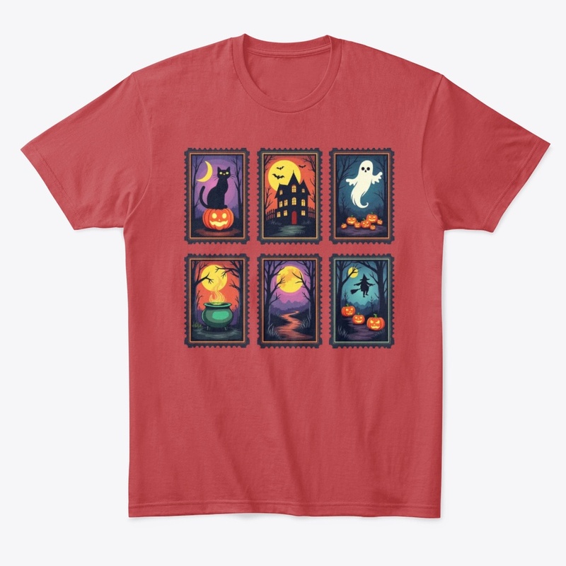 Spooky Stamps Retro Halloween Tee