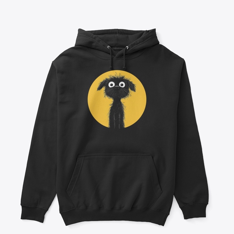 Scruffy Black Dog & Yellow Sun