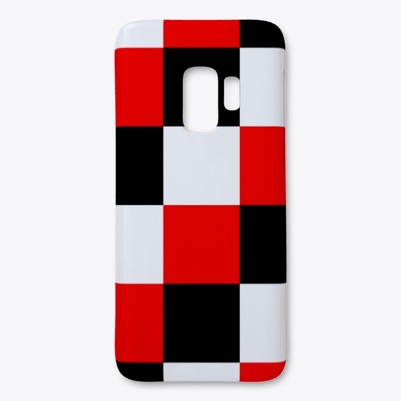 Black White Red Patchwork Check Pattern