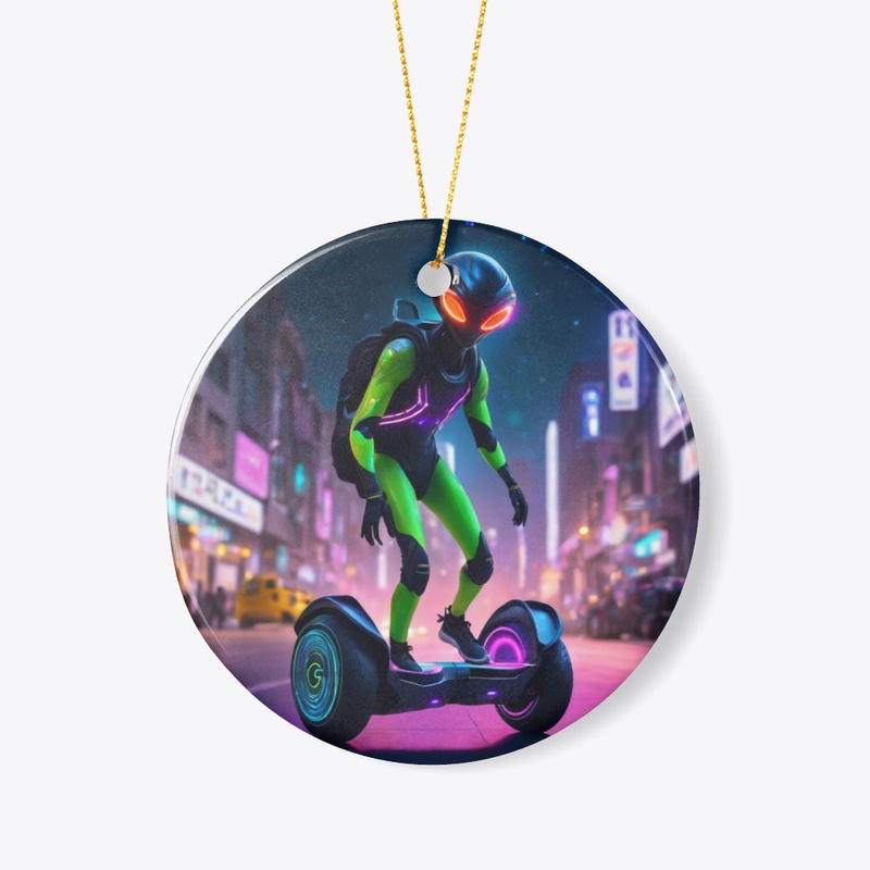 A space alien on two wheels