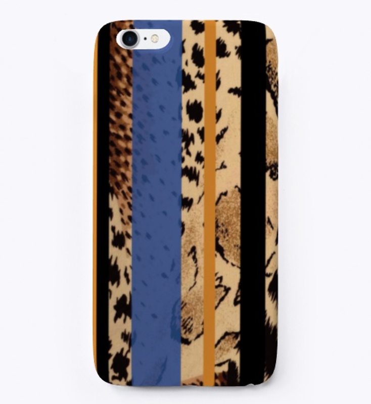 Animal Print with Blue and Orange Stripe