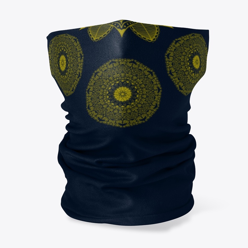 Golden mandala  on dark blue background
