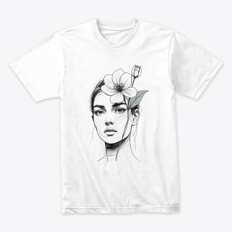 One-Line Woman  Flower Design 