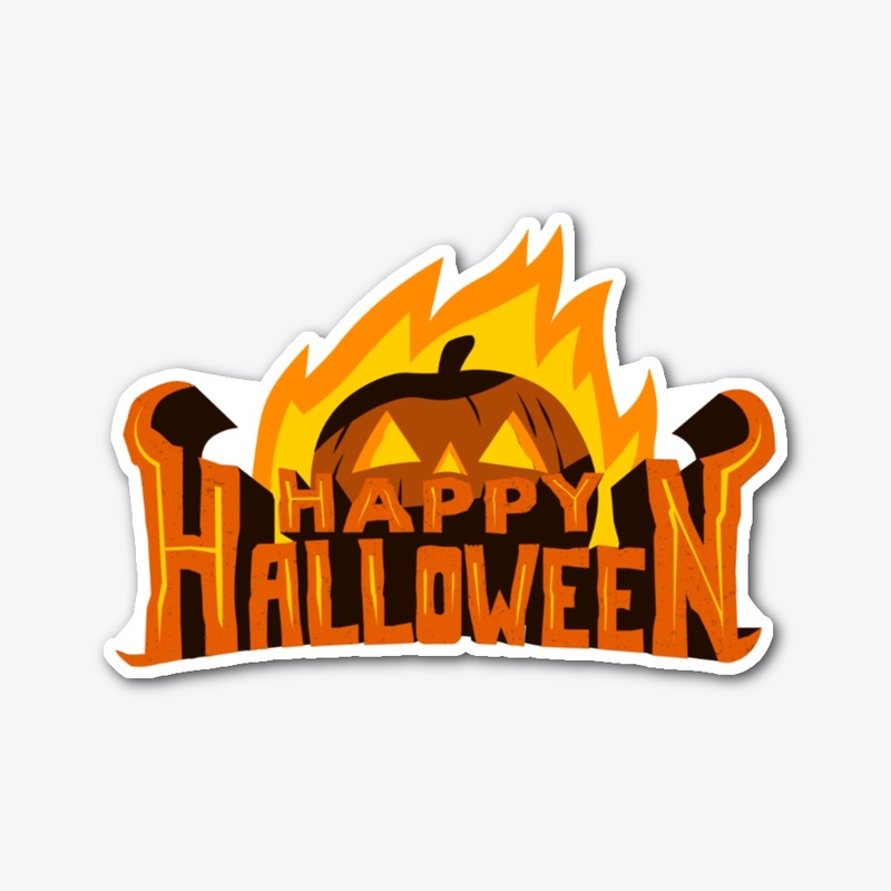 Fire happy Halloween text design 