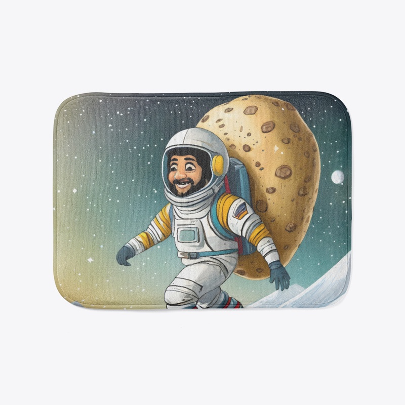 A spaceman on rollerskates