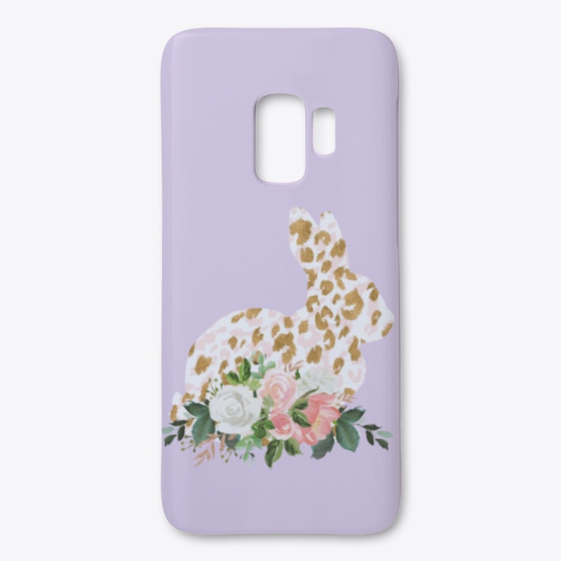 Leopard Print Bunny with Spring Flowers