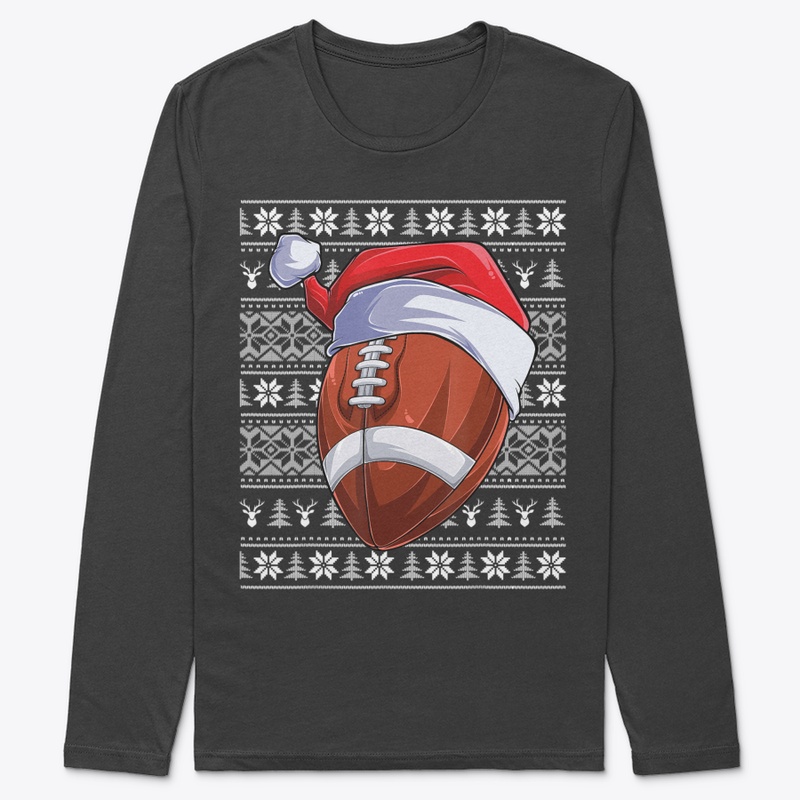 FOOTBALL BALL SANTA HAT CHRISTMAS BALL S