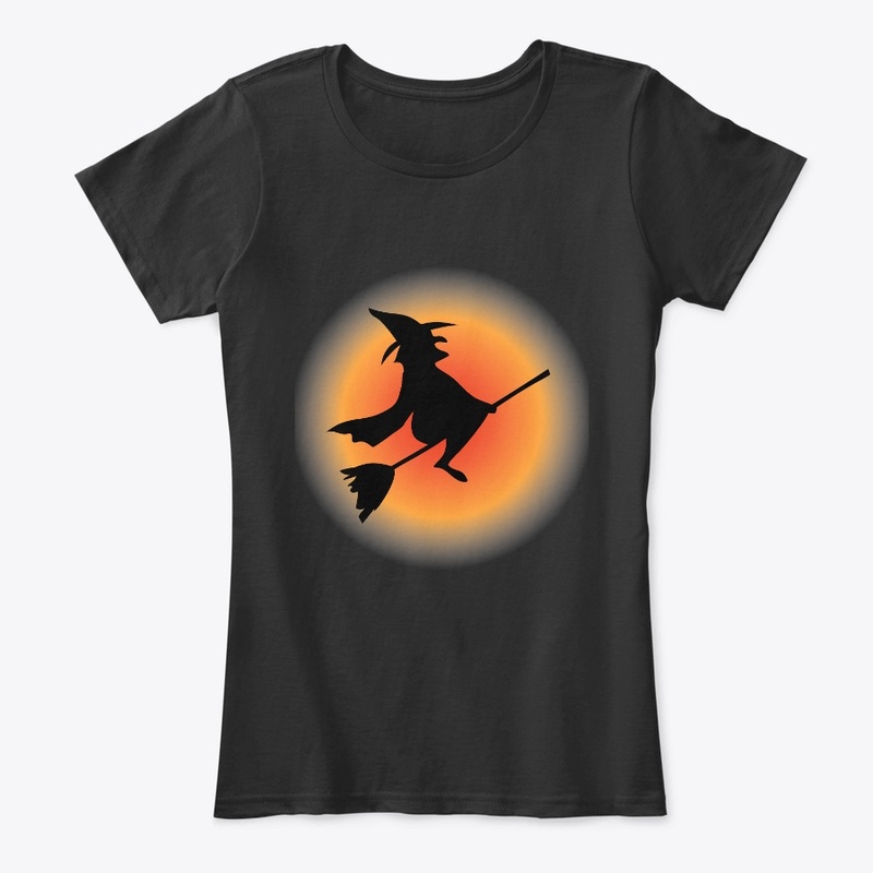 Halloween flying Witch with her broom.