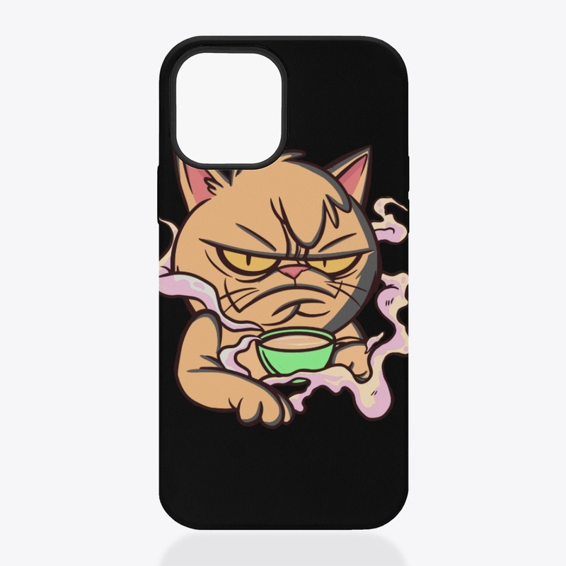 Cat enjoying coffee