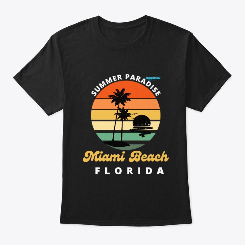 Miami Beach Summer Paradise-Wht-T-Shirt