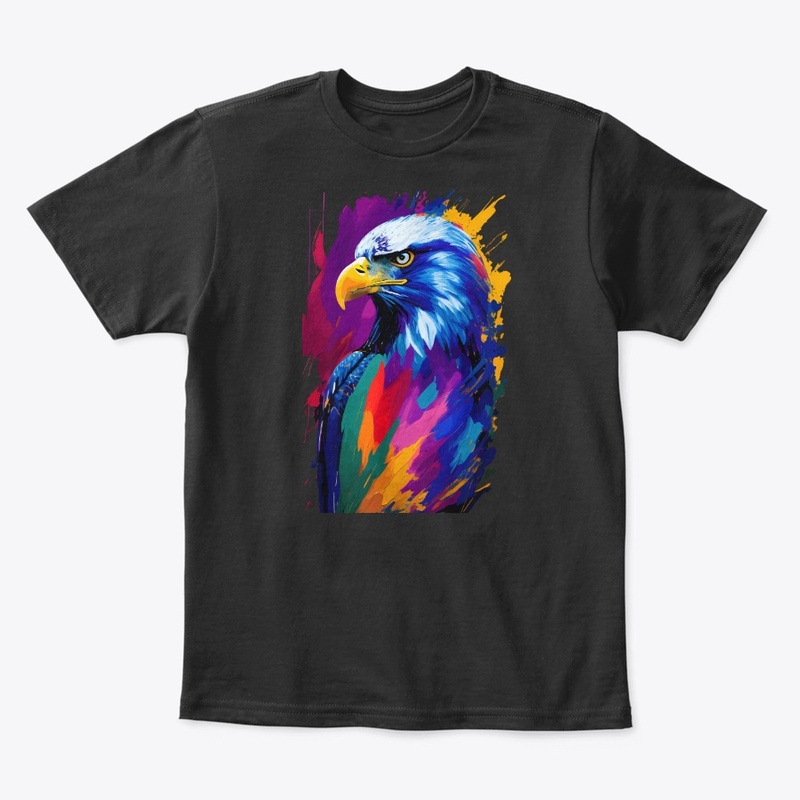 Vibrant Eagle in colorful splatter, left