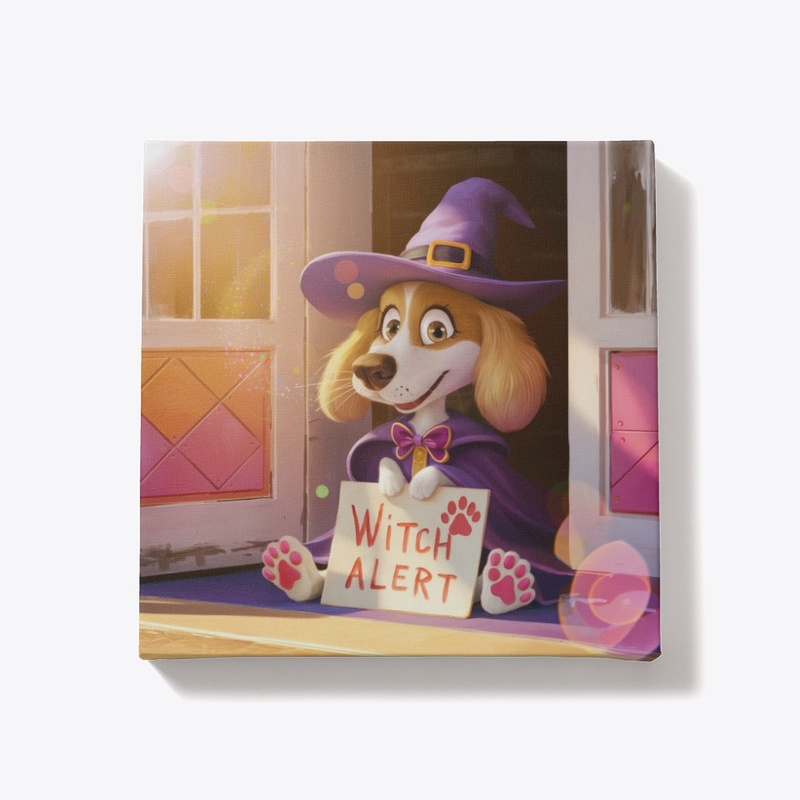 Halloween Dog Witch Canvas Gift