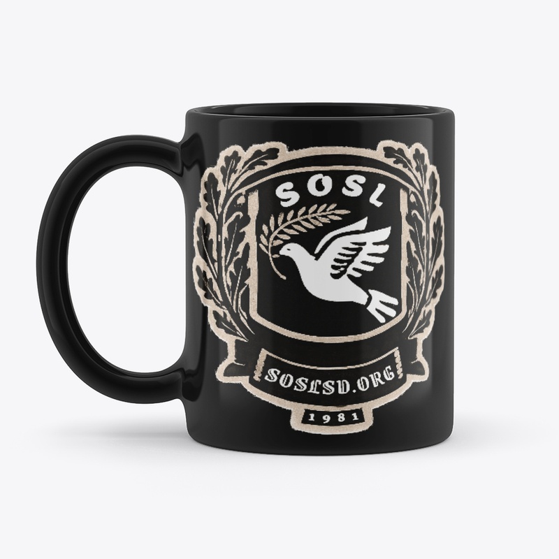 Laurel Dove Crest (sepia/blk) blk mug