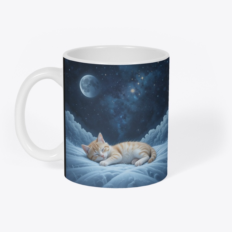 Baby cat sleeping under the night sky