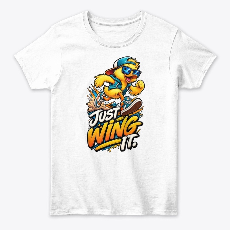 Just Wing It Funny Duck T-Shirt Design 