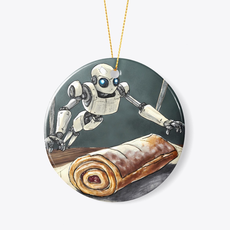 Robot hovering near a strudel