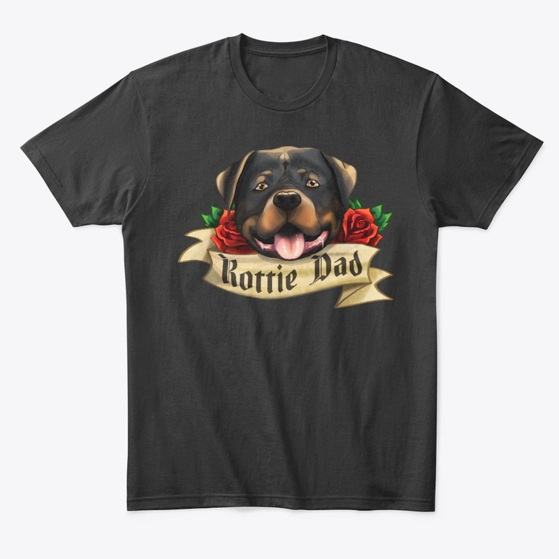 Rottweiler dad, old school tattoo style