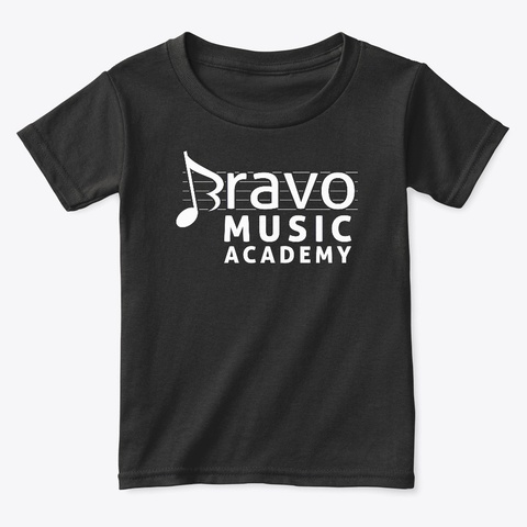 Bravo Music Academy White Logo Black Kaos Front