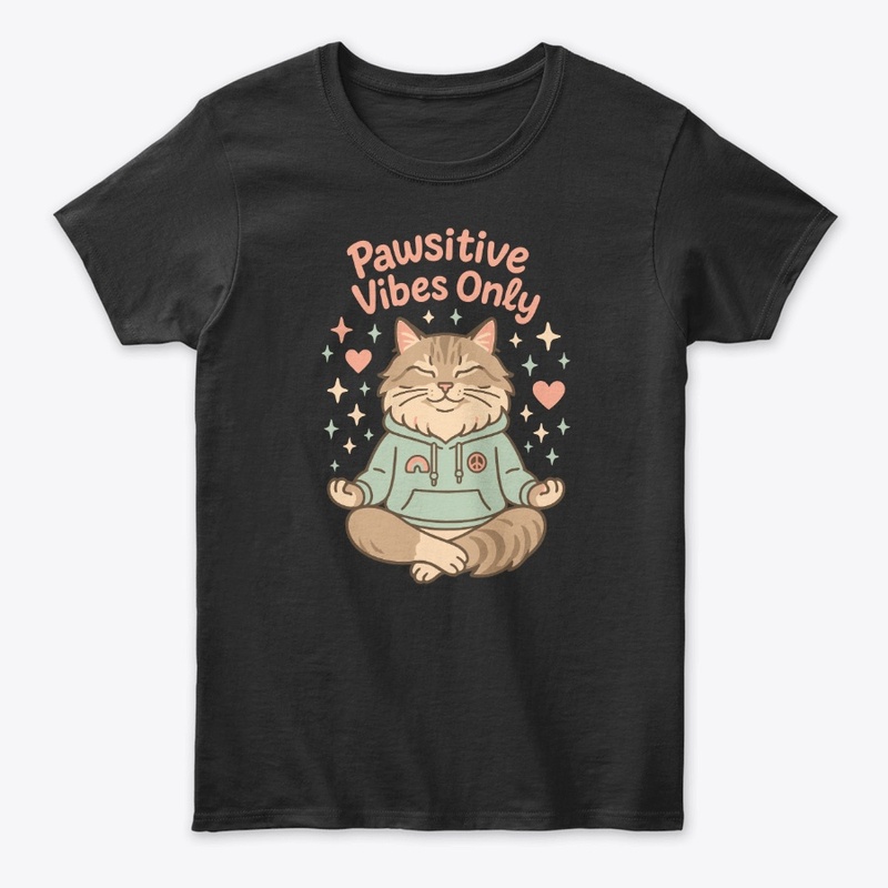 Pawsitive Vibes Only Cozy Cat Lounge Tee