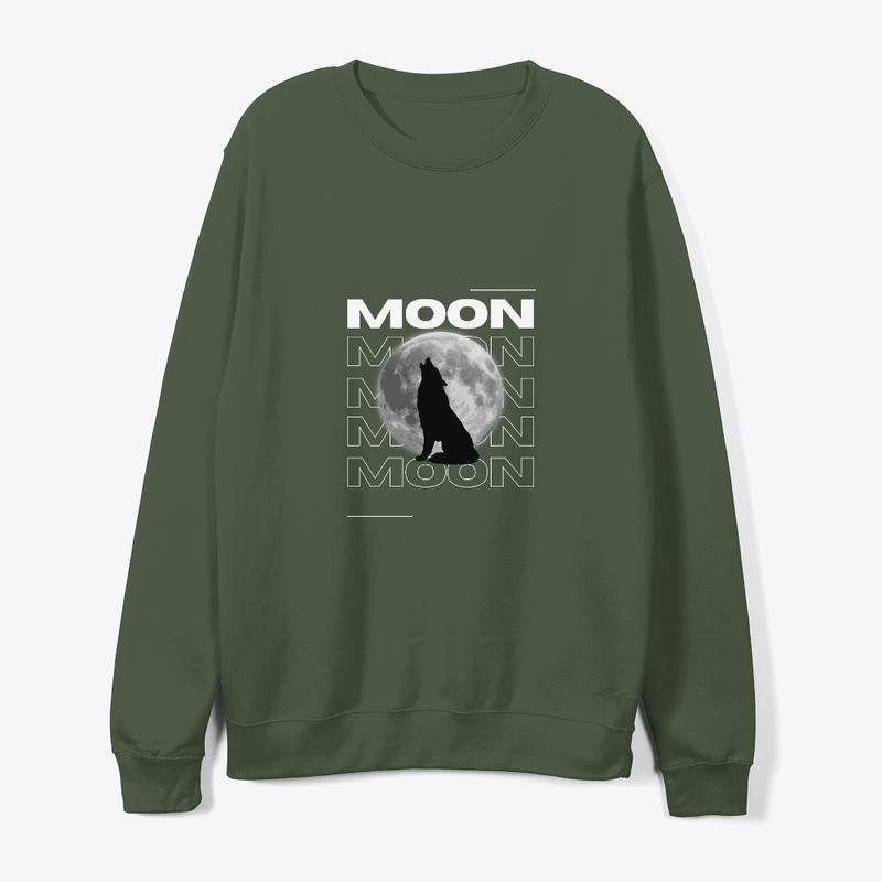 Night wolf design With moon