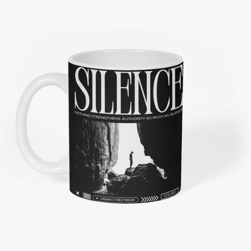 "Black T-Shirt – Bold 'Silence' Graphic"