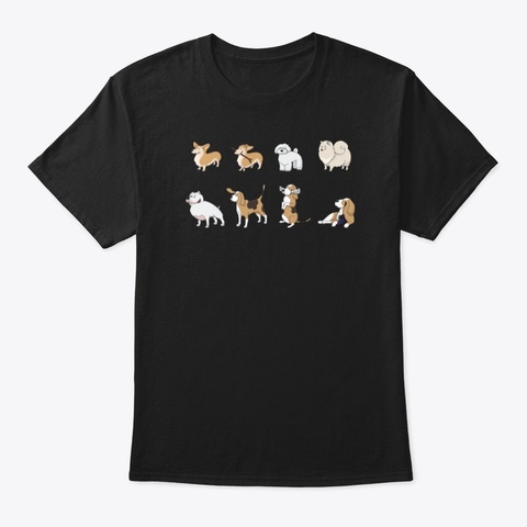 Cute Dogs For Dog Loves Black áo T-Shirt Front