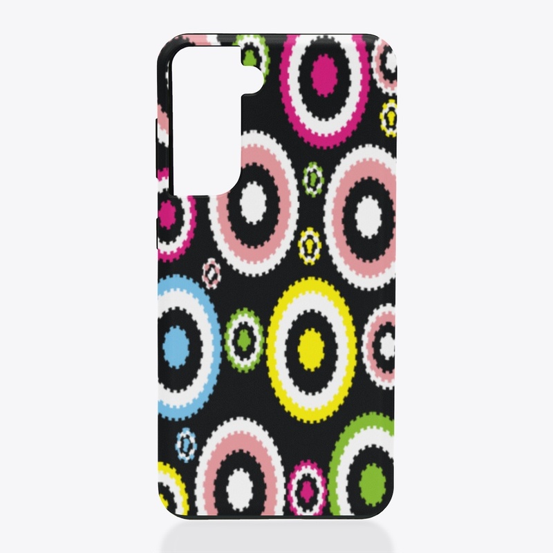 Black multicolored circular pattern