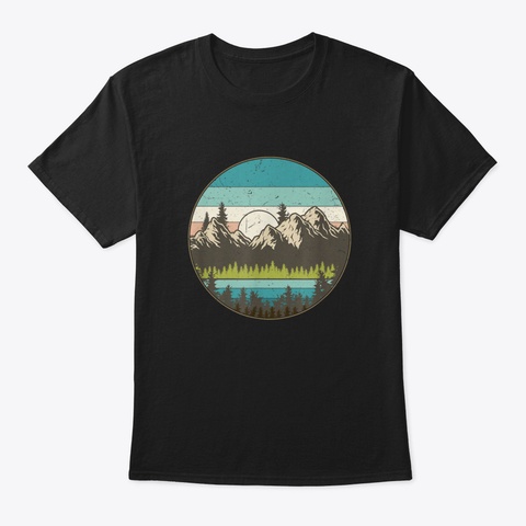 Vintage Distressed Camping Landscape Out Black T-Shirt Front