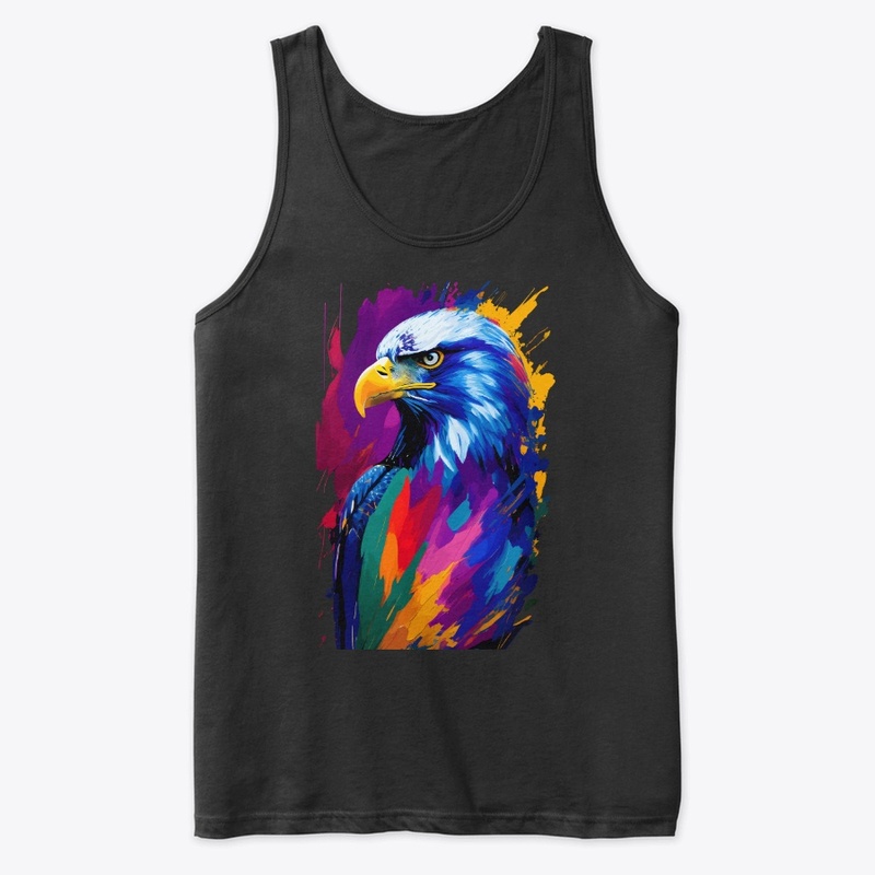 Vibrant Eagle in colorful splatter, left