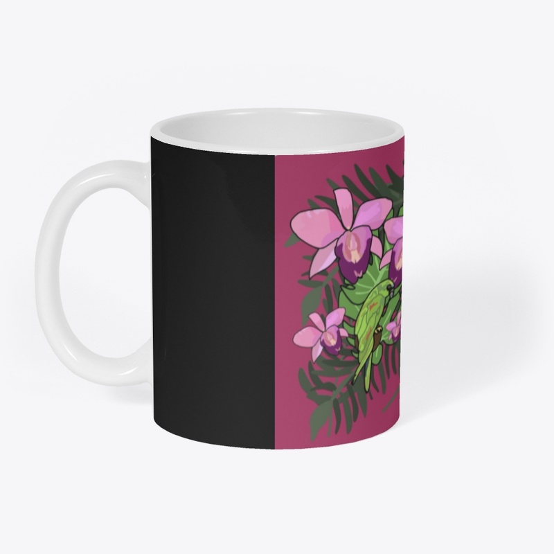 Orchids and Hibiscus on Mauve
