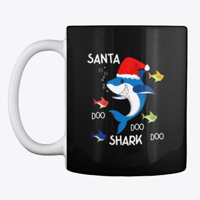 Santa Claus Shark Red Merry Christmas