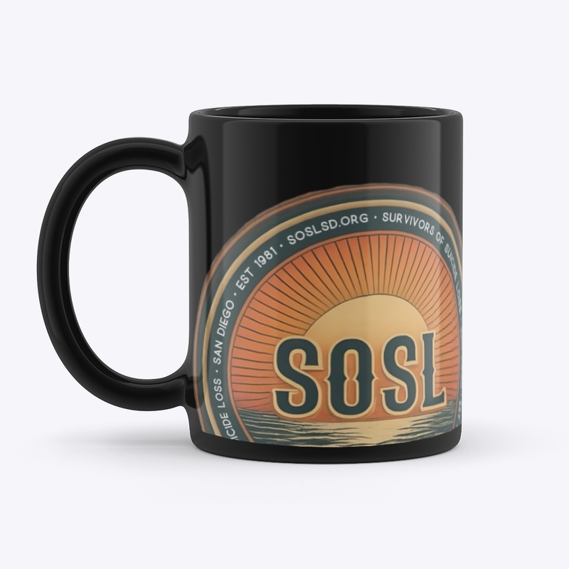 Retro sunset overstamp SOSL black mug