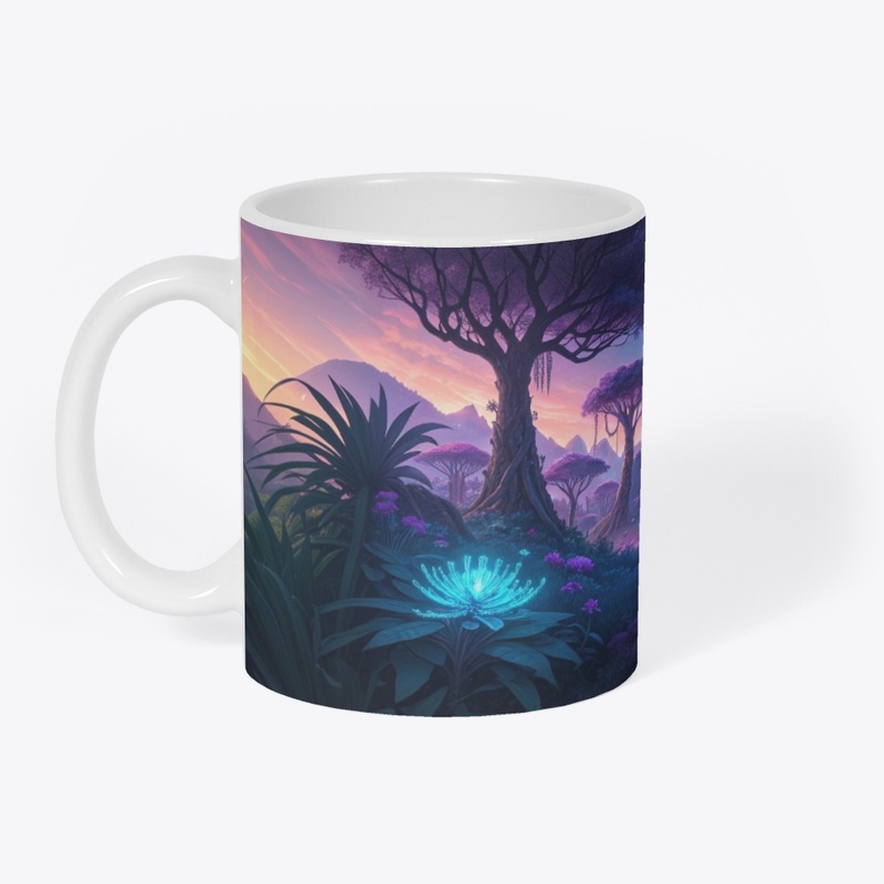Alien World Sunset - Neon Flora Paradise