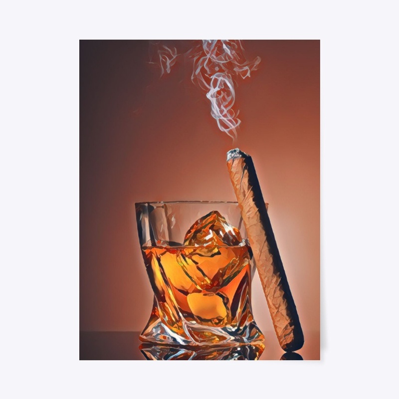 Whisky & Cigar - Watercolor Print