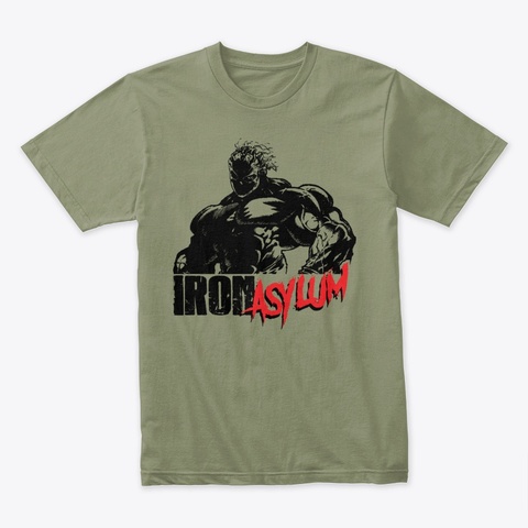 Iron Asylum Maniac Light Olive T-Shirt Front