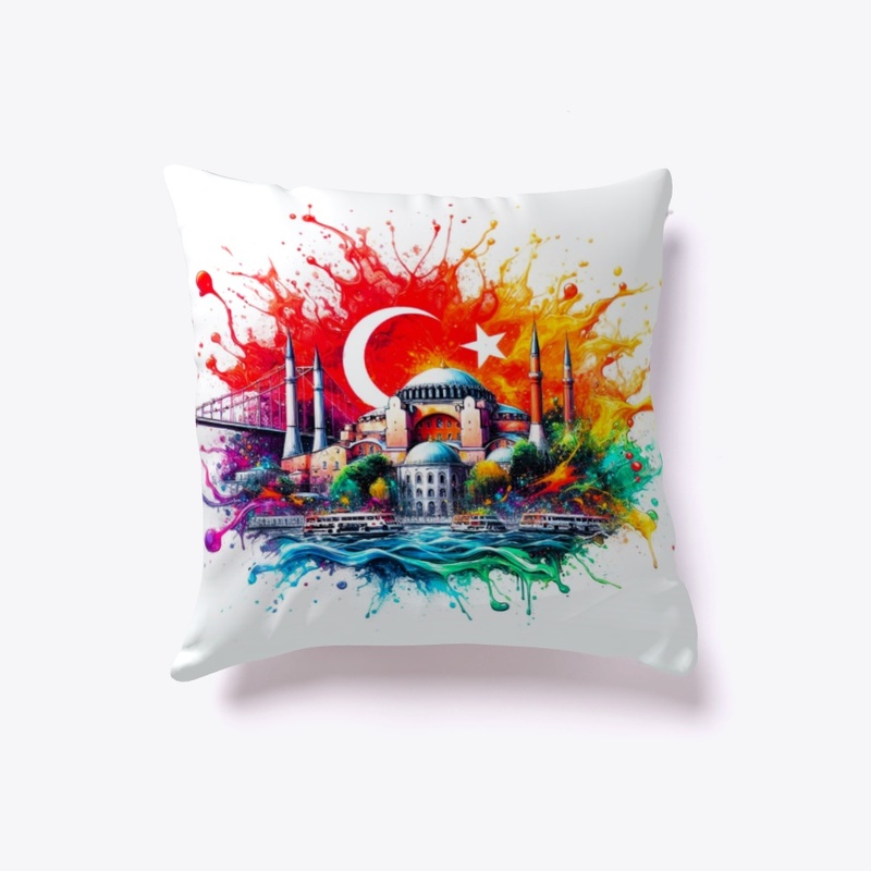 Istanbul Skyline with Flag of Turkey
