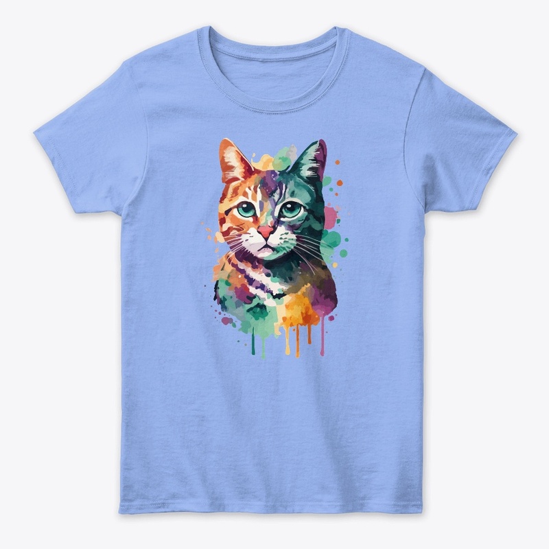 Cat Water Color T-Shirt
