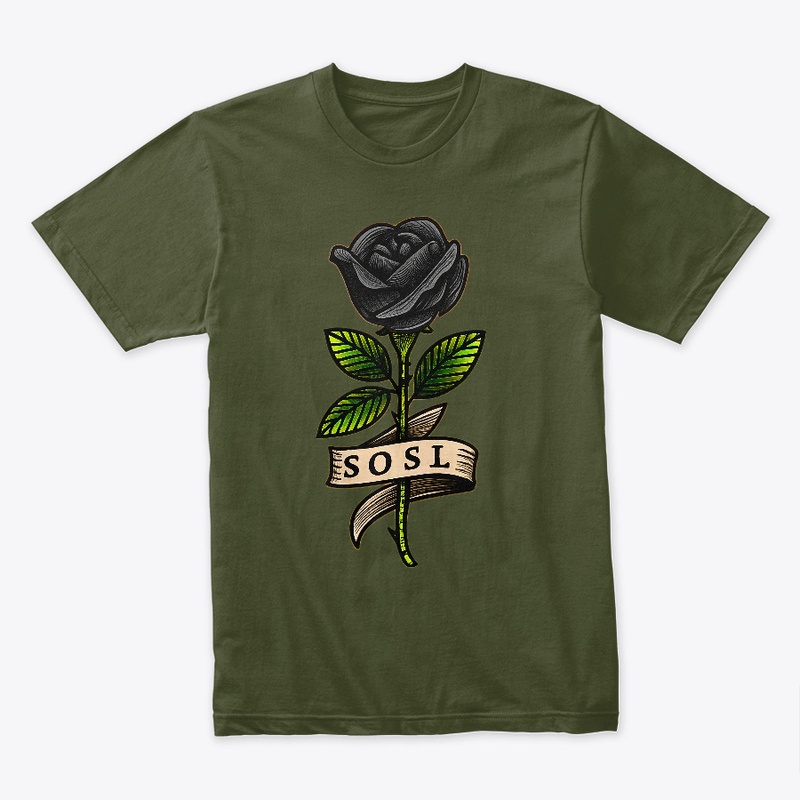 Single Rose tee in full color black