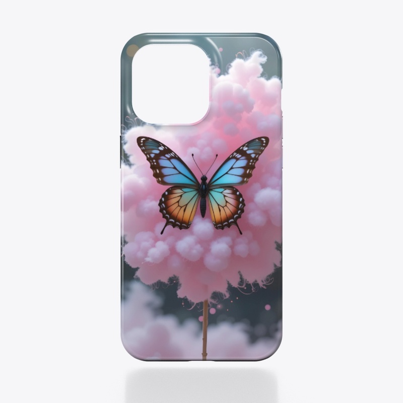 A butterfly sitting on a cotton candy