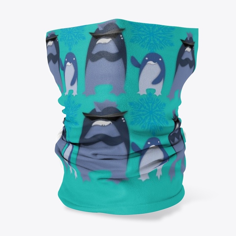 cute penguins mask and neck gaiter