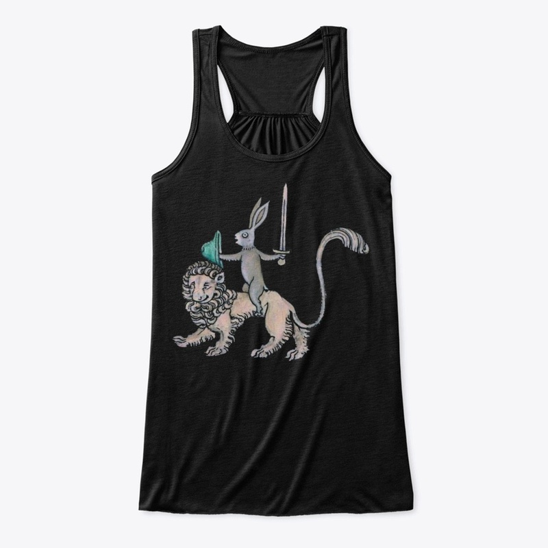 Medieval rabbit rides a lion
