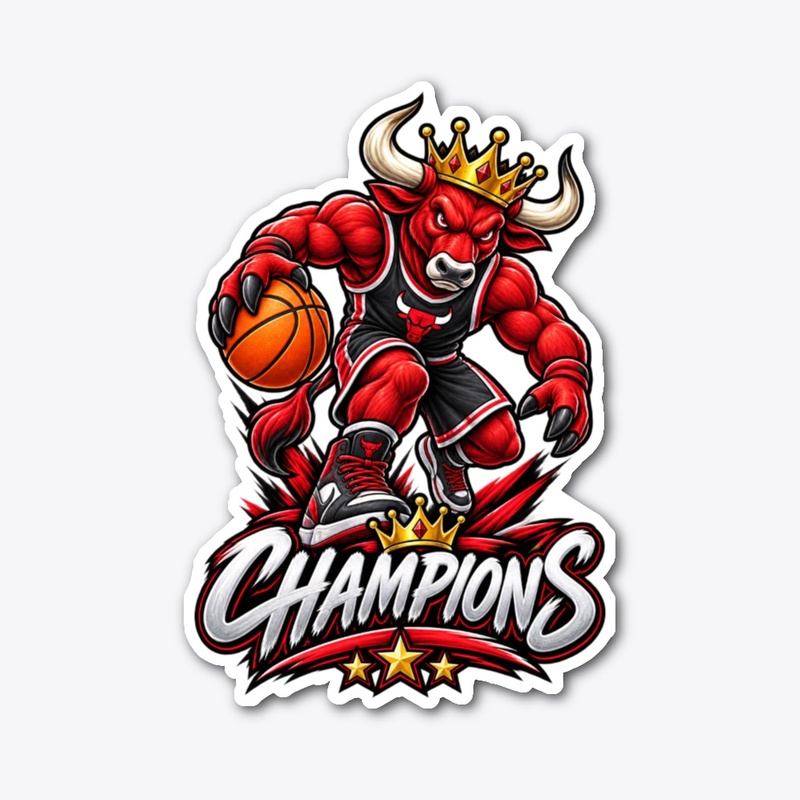 Crowned Bull Basketball Mascot 