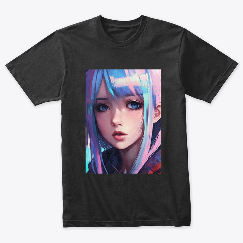 glitched attractive anime emo girl