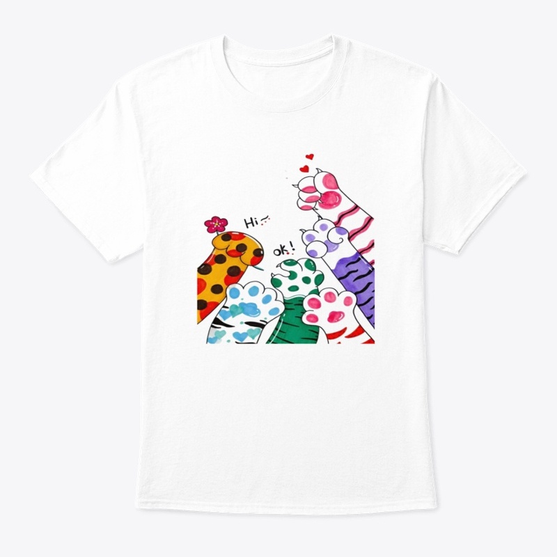 Playful Cat Paws "Hi, OK!" Tee