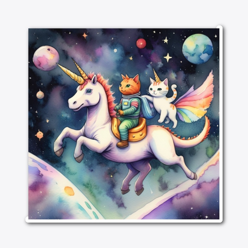 Space Cats Ridding Unicorn 