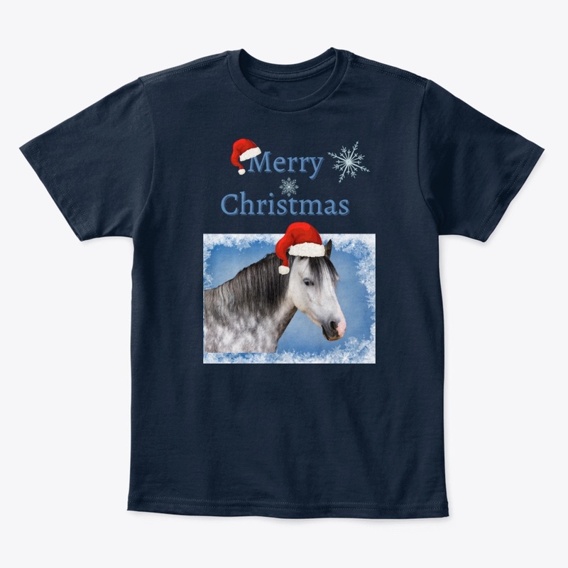 Merry Christmas Horse w/Santa Hat Tee