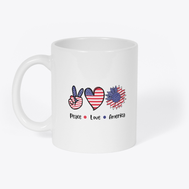 Peace, Love, America Mug