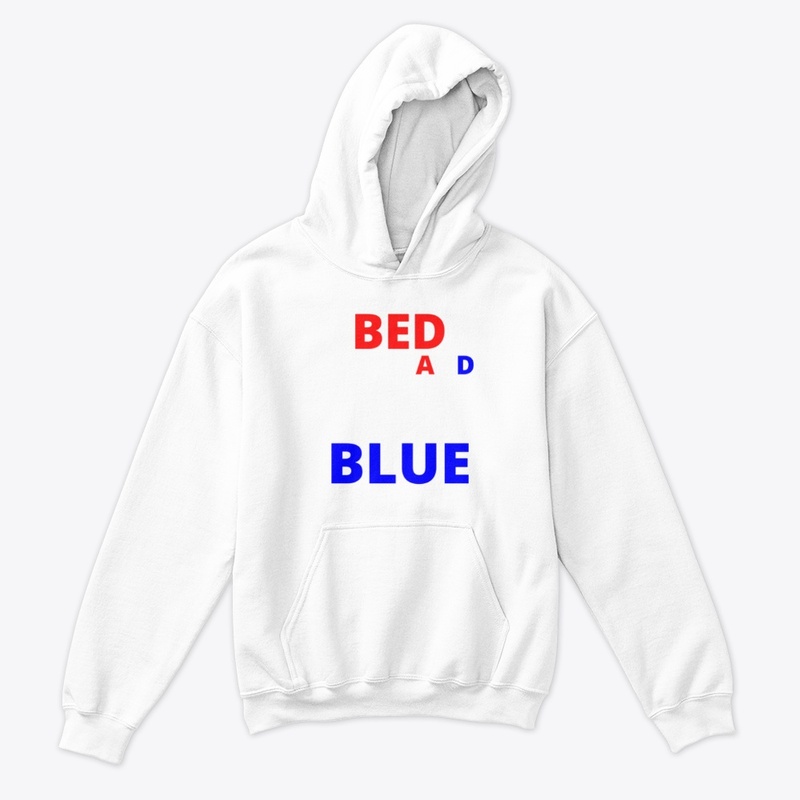 Bed white and blue funny independence na